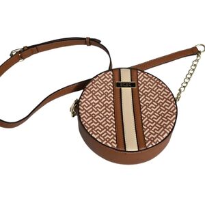 BCBG Tan & Cream Round Crossbody Bag